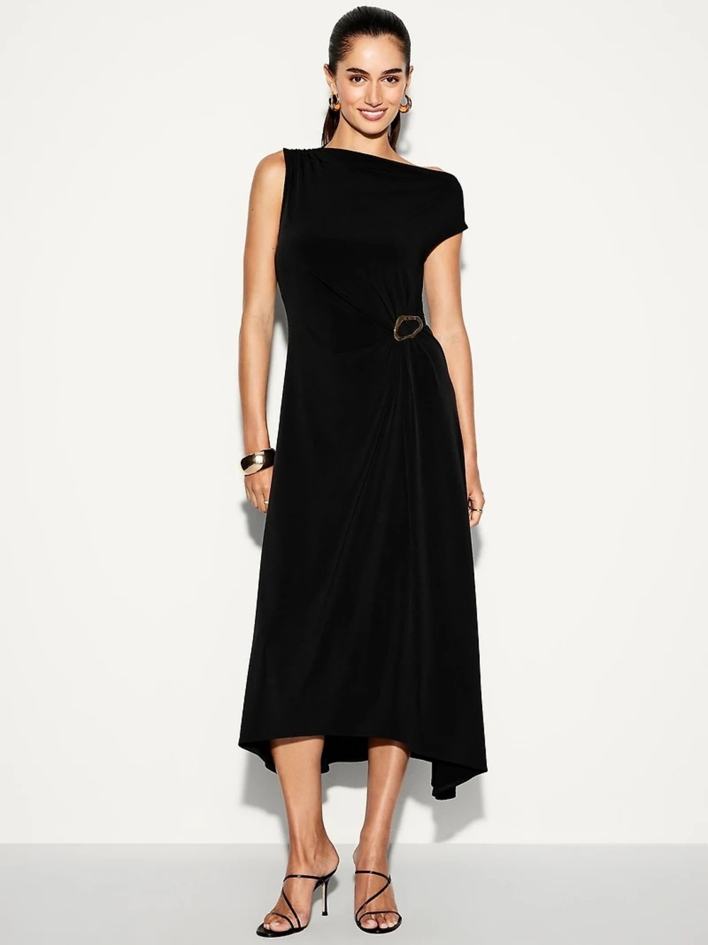 NWT The Occasion by Old Navy Women Black Twist Front Jersey Maxi Dress - Small 🪂